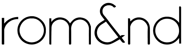 Black text 'rom&nd' on a green background