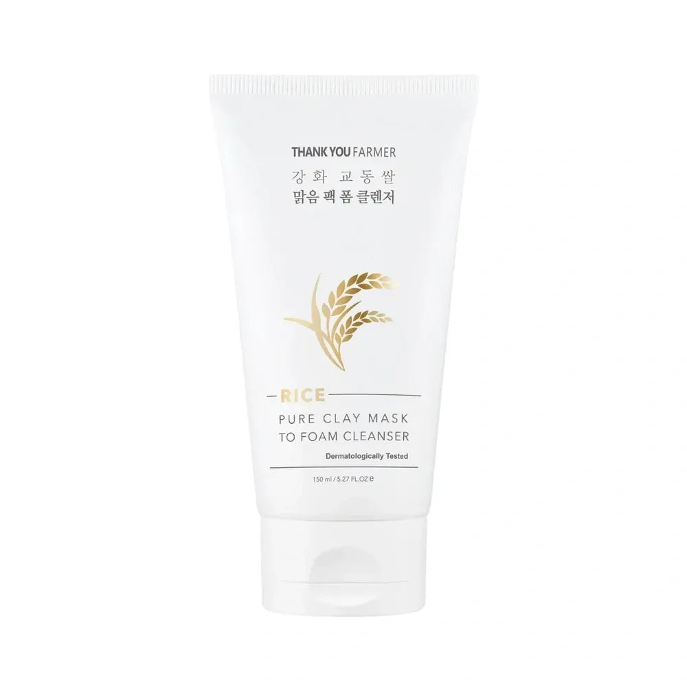 Thank You Farmer Rice Pure Clay Mask To Foam Cleanser 150ml